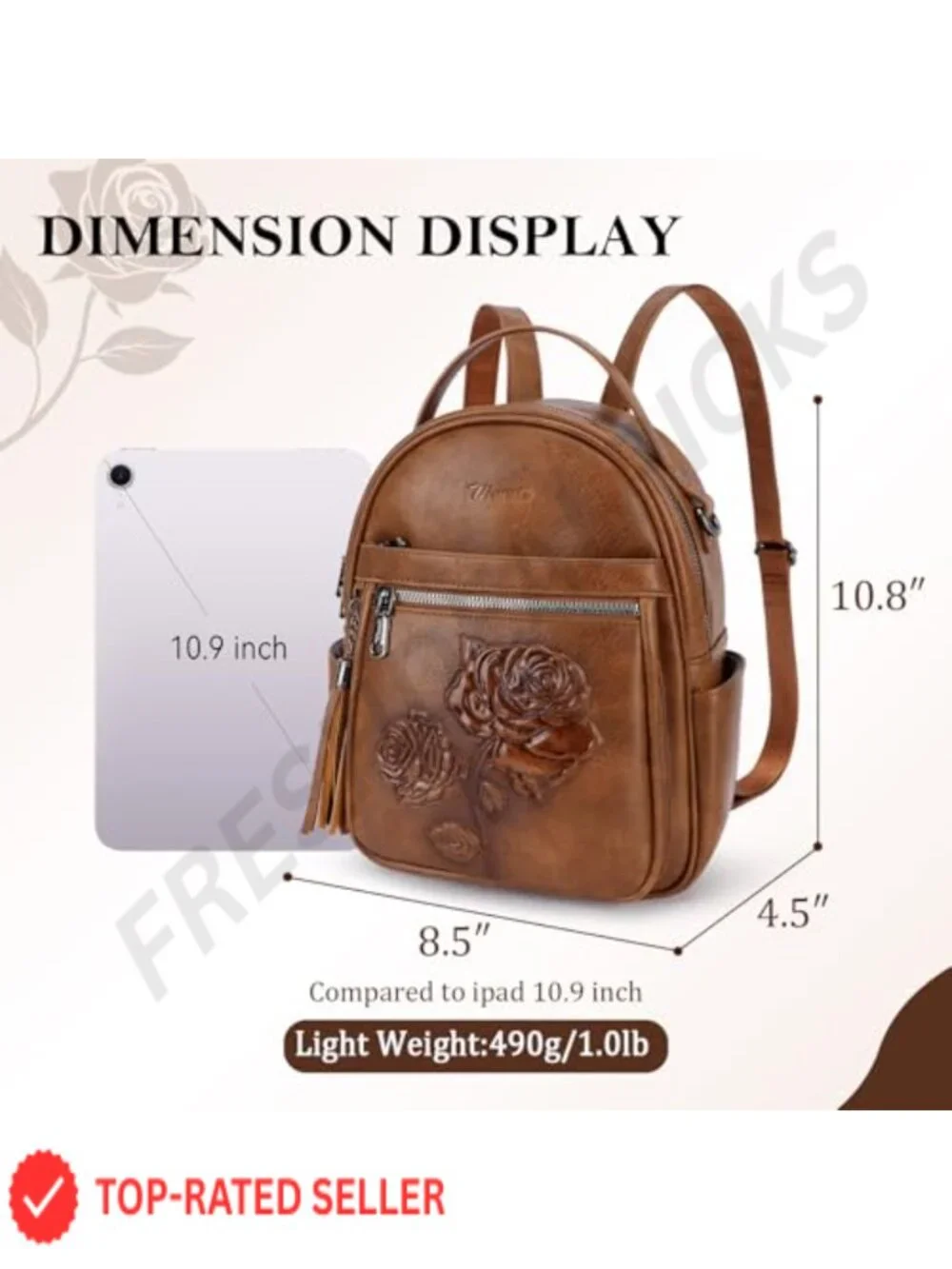 Vegan Leather Mini Backpack Purse for Women Waterproof Travel Daypack